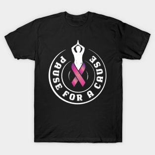 Pause for a Cause Zen Breast Cancer Awareness paws T-Shirt